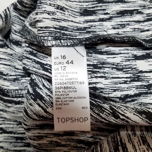 TOPSHOP Black White Abstract Cut-Out Stretchy Racerback Romper 12 - Picture 8 of 8